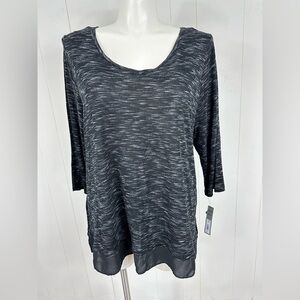 NWT Apt. 9 2X Modern Essentials Blouse Multicolor 3/4 Sleeve V Neck Top Shirt